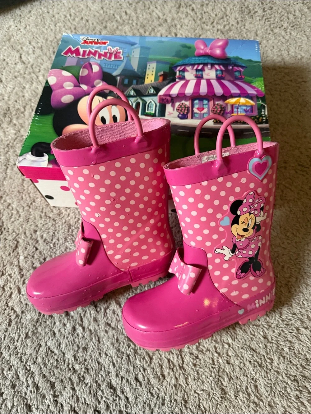 Excellent Condition • Disney Pink Polka Dot Minnie Mouse Rain Boots size 7/8